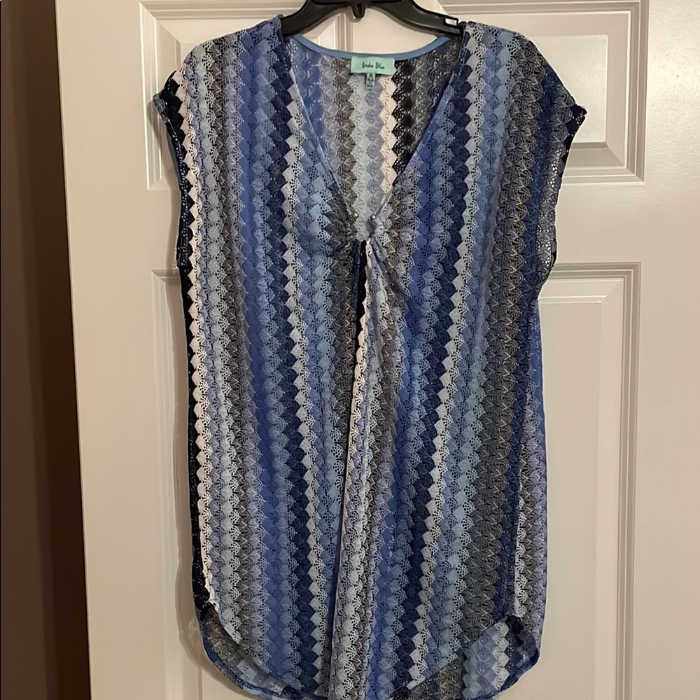 Blue and Gray Sleeveless‎ aruba blue Swim Coverup size medium